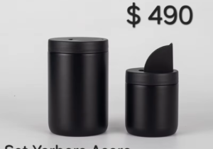 Set Yerbera Acero Inoxidable Negro