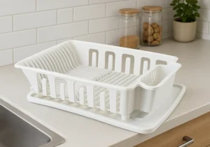 Escurridor de platos con bandeja - Blanco y Negro